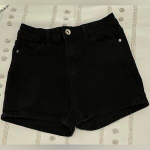 Red Blue Denim Juniors black denim shorts.